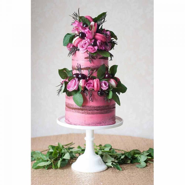Semi-Naked ColorfulPink Wedding Cake