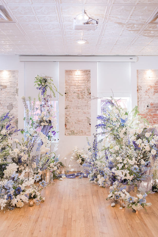 blue wedding florals