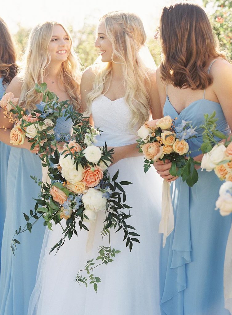 peach and blue wedding colors