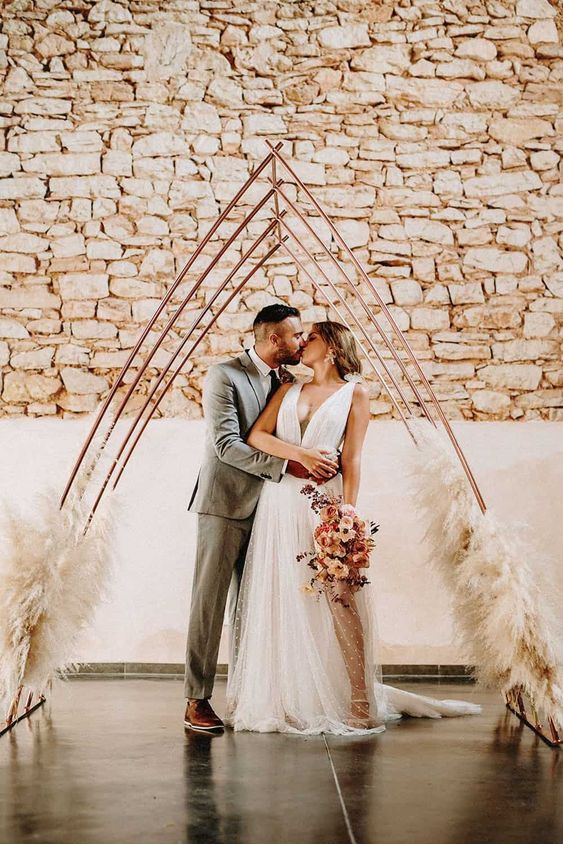 rose gold ceremony arch