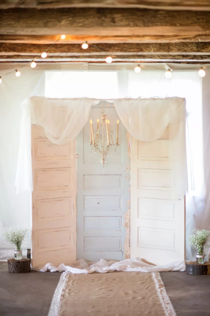 vintage doors wedding backdrop