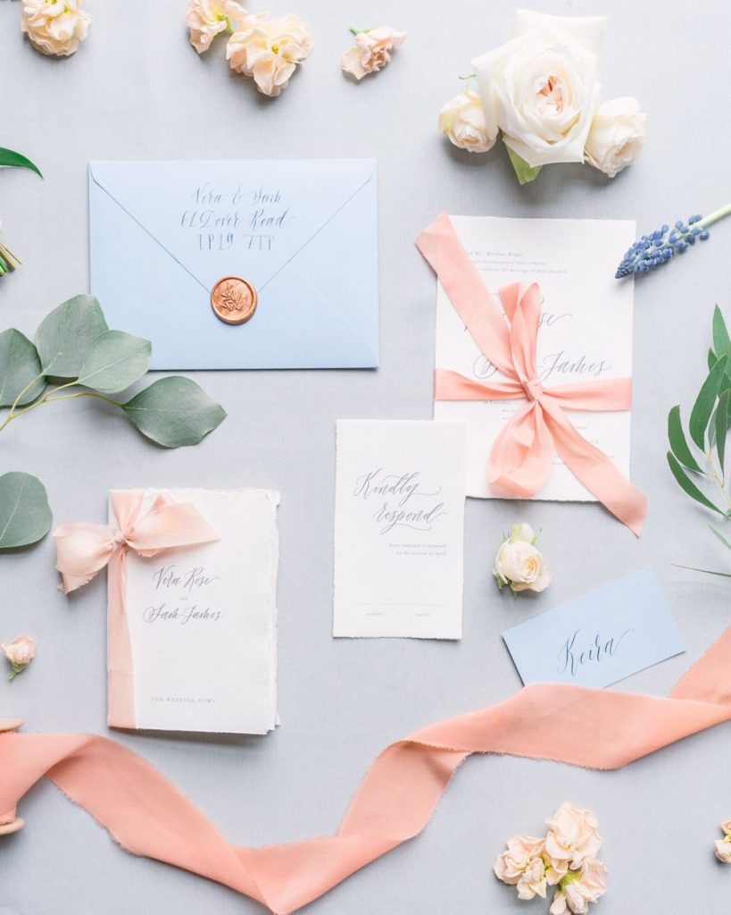peach wedding invitations