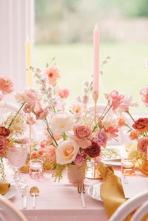 blush and coral wedding decor