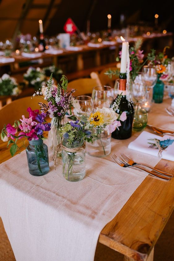 bright wedding tablescape