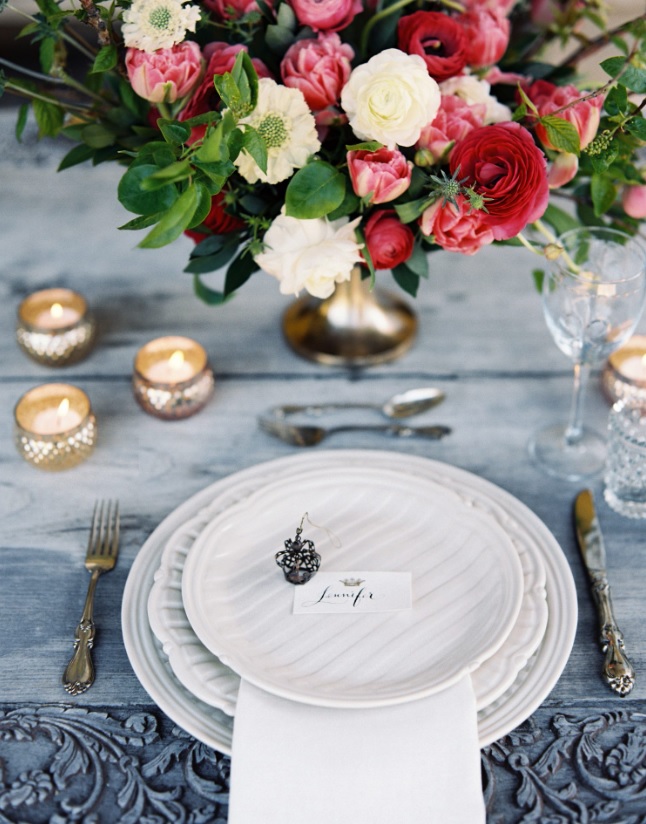 textured plates wedding reception