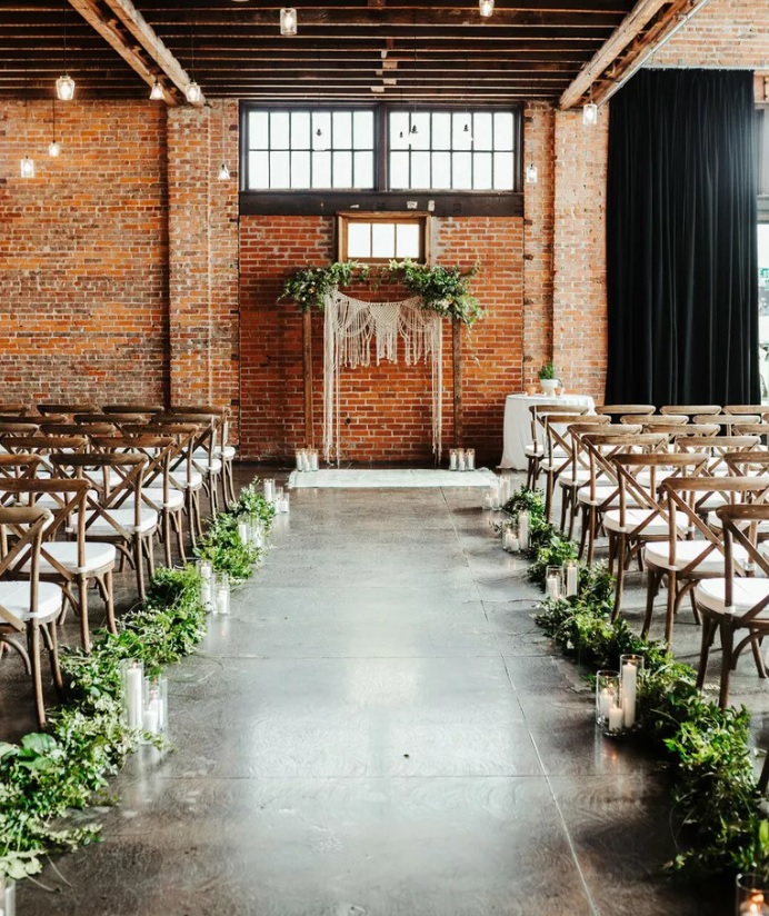 green and ivory wedding ceremony