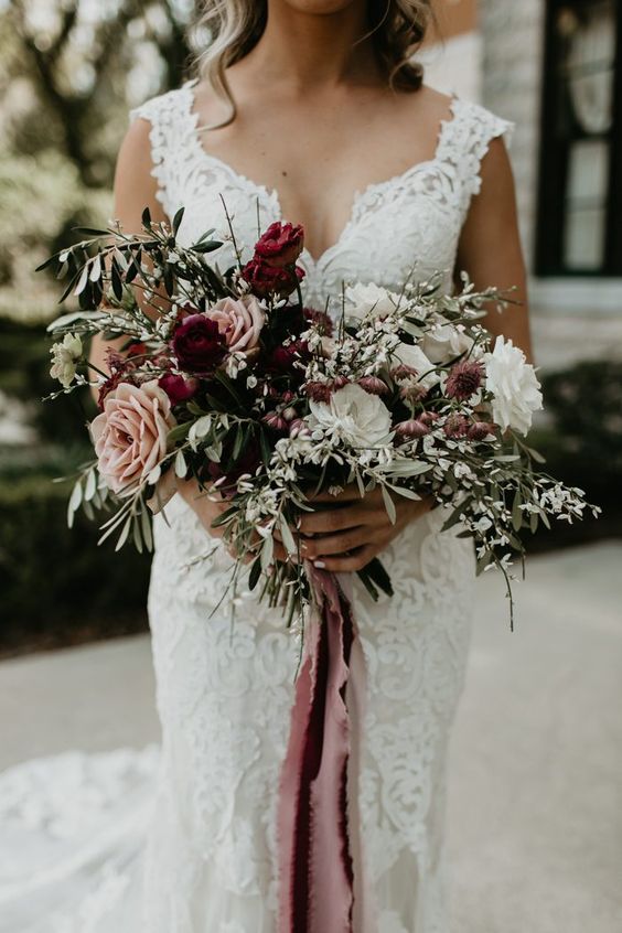 mauve and wine bridal bouquet